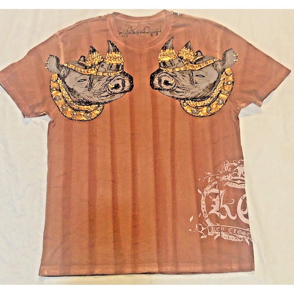 Key Closet Shirt Men's L Integrity Elephant Metal Studded Tshirt Y2K Grunge Art
